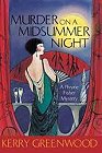 book cover, Murder on a Midsummer Night, Kerry Greenwood; 93x140