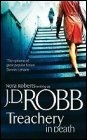 Book cover, Treachery in Death, J D Robb (Nora Roberts); 87x140