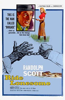 movie poster, Ride Lonesome; 220x339