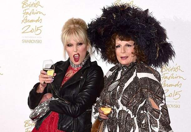 Joanna Lumley and Jennifer Saunders at the British Fashion Awards; 610x422