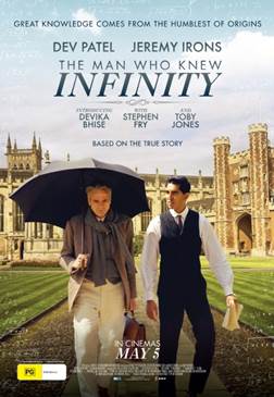 movie poster, The Man Who Knew Infinity, Festivale film review; 252x365