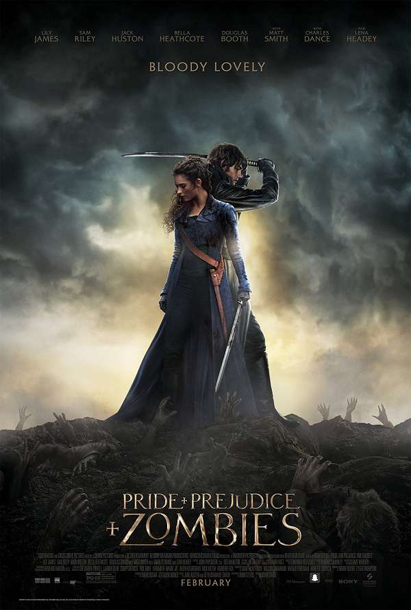 movie poster, Pride and Prejudice and Zombies, Fsetivale film review; 600x889