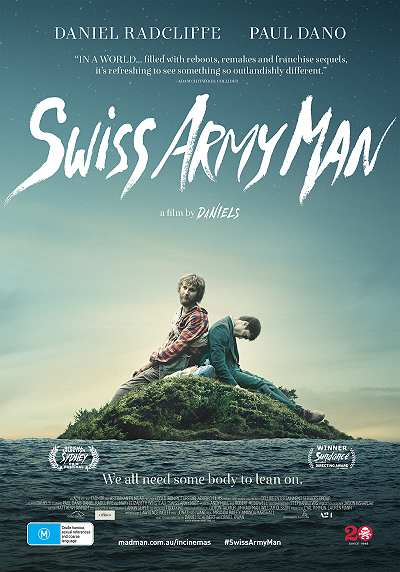 movie poster, Swiss Army Man, Festivale film review; 400x572