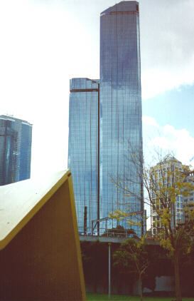 Rialto Towers seen behind Vault, Batman Park, Melbourne. Photograph by Ali Kayn, 1996