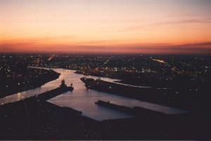 Looking out from the Rialto Towers across the docklands.