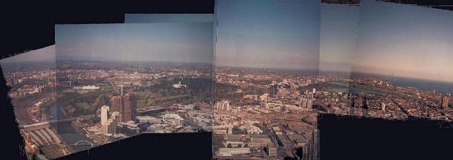 View from Rialto Towers observation deck across Southbank over the gardens, Melbourne, Victoria, Australia