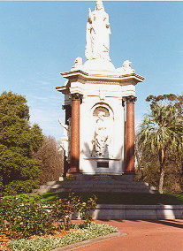 Monument, Queen Victoria, Melbourne, Victoria, Australia; queenvic.jpg - 22319 Bytes; photograph (c) 1996 Ali Kayn