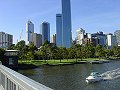 Melbourne skyline and Batman Park seen from Clarendon St with Rialto Towers.