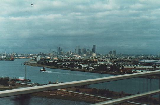 Going over the Westgate Bridge towards Melbourne, Victoria, Australia.