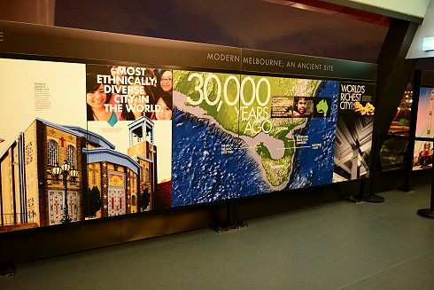 One of the informational wall displays at Melbourne Star, photo (c) Richard Hryckiewicz; 490x327