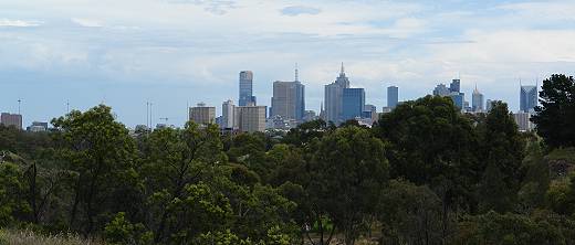 Melbourne Skyline from Yarra Bend Park, Capital City Bike Trail, December 2008 (c) Ali Kayn