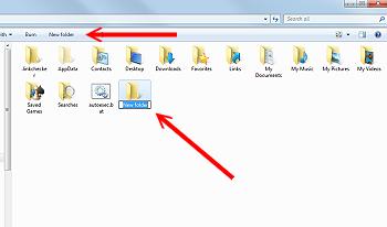 Windows 7 create new folders; 350x206