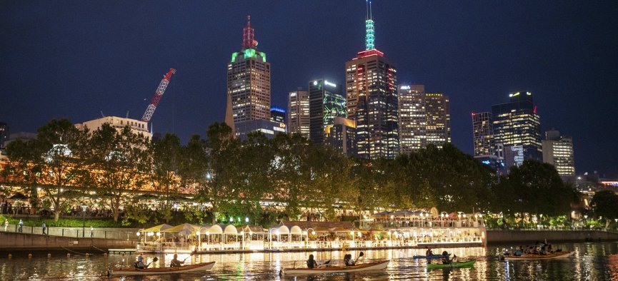 Kayaking on the Yarra at Night (c) 2021 Visit Victoria photo: Jesse Hisco