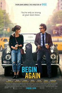 movie poster, Begin Again, Festivale film review; 220x326