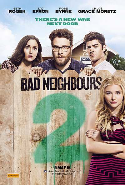 movie poster, Bad Neighbors 2: Sorority Rising, Festivale film review page; 400x592