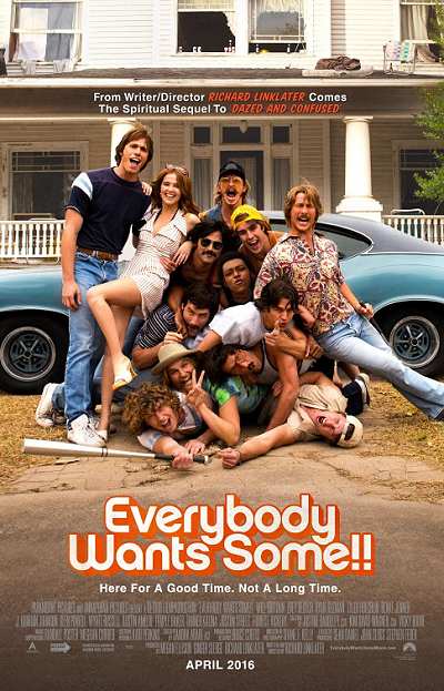 movie poster, Everybody Wants Some, Festivale film review; 400x623