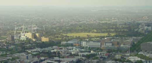 Royal Park from Rialto Towers, Melbourne, Victoria photograph (c) Ali Kayn 2009; 520x216