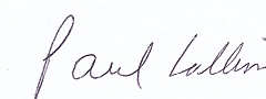 Autograph, author and editor Paul Collins; 240x90