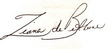 Autograph Ziana de Bethune; 220x101